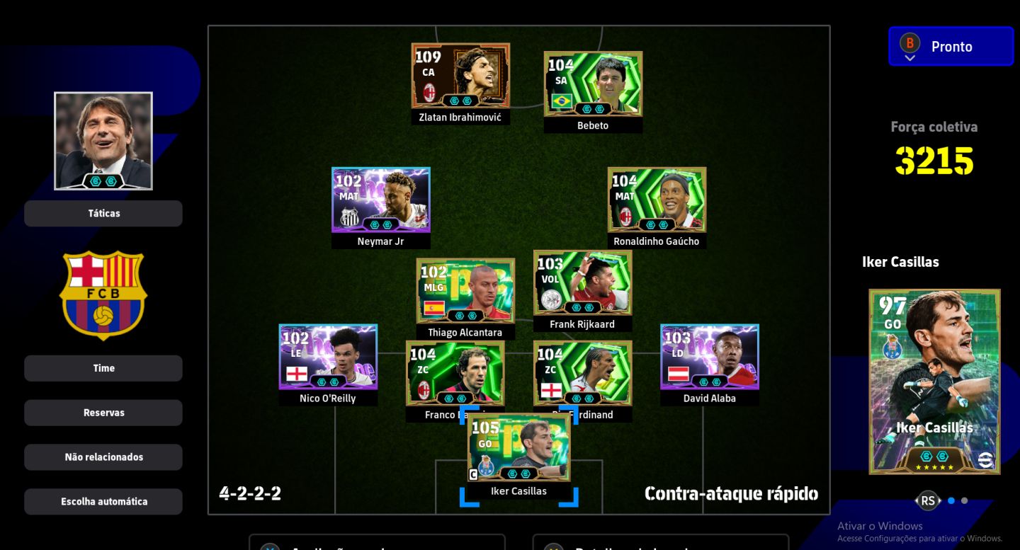 CONTA eFOOTBALL 2026 | IBRAHIMOVI 109, RONALDINHO 104, NEYMAR 102 + CRAQUES LEN