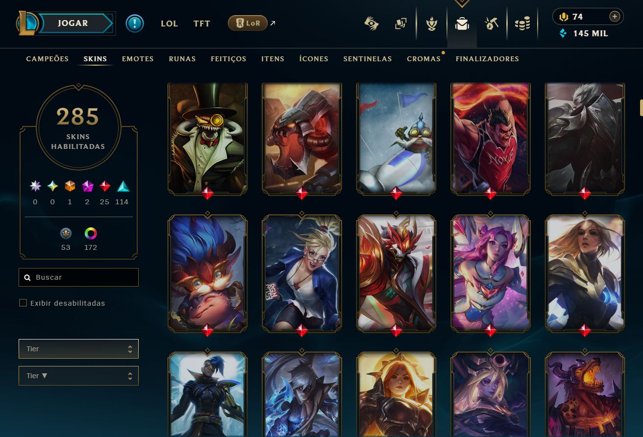 CONTA LOL/VALORANT - MMR MESTRE (LOL) - MUITA SKIN NOS 2 JOGOS! 100% SEGURO!