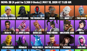 Conta Fortnite 38 Skins | Darth Vader, Spider-Man, Doctor Strange