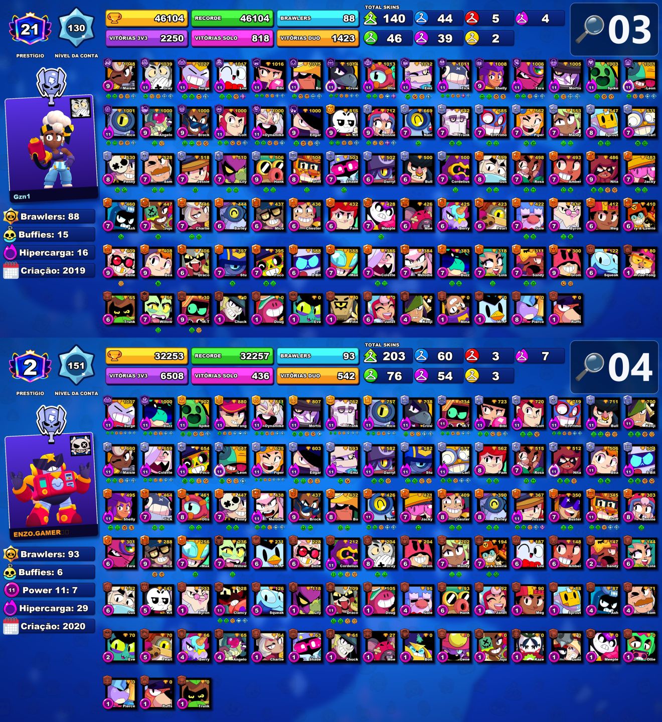 [SKINS RARAS] CONTA PROFISSIONAL BRAWL STARS - CONTAS FULL ACESSO PERMANENTE