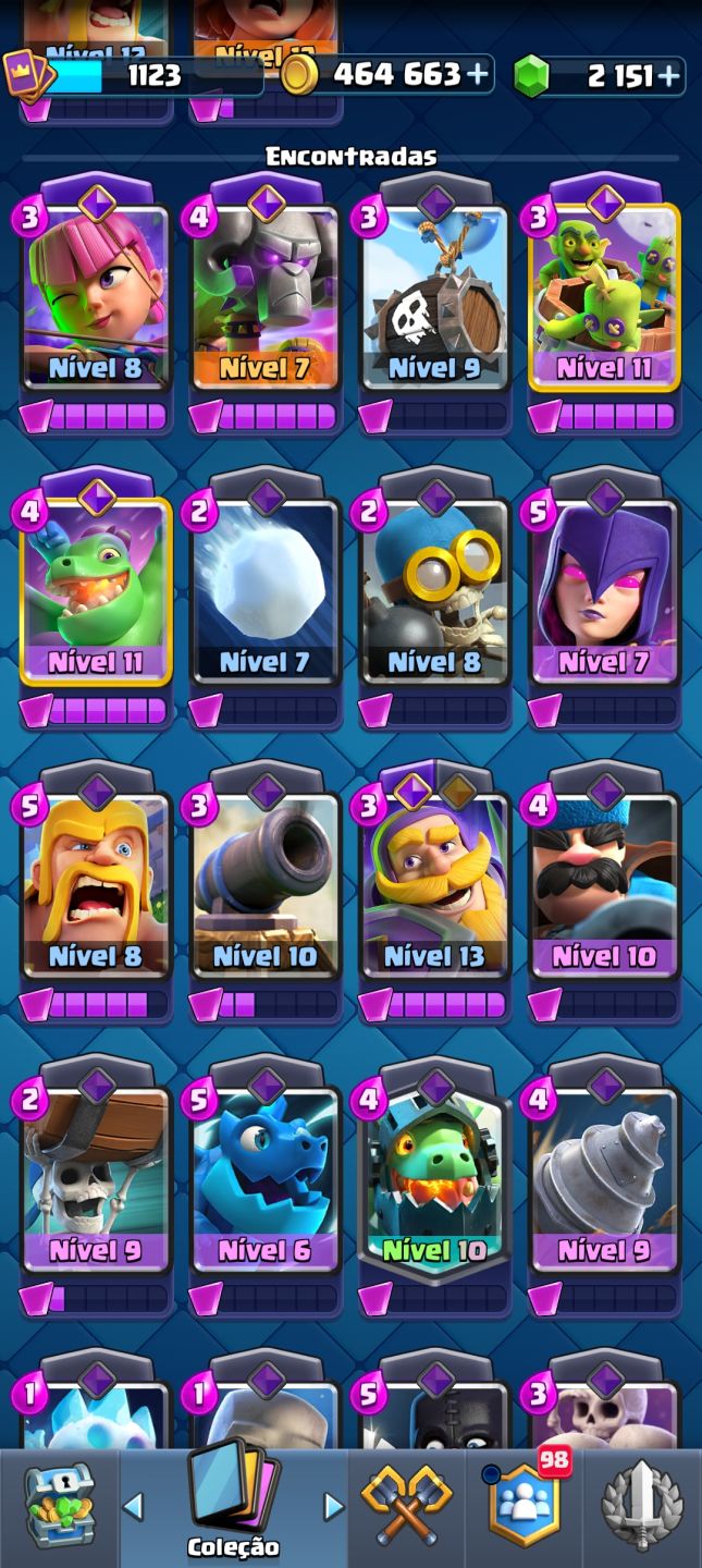 Conta de clash royale com diversas evoluções