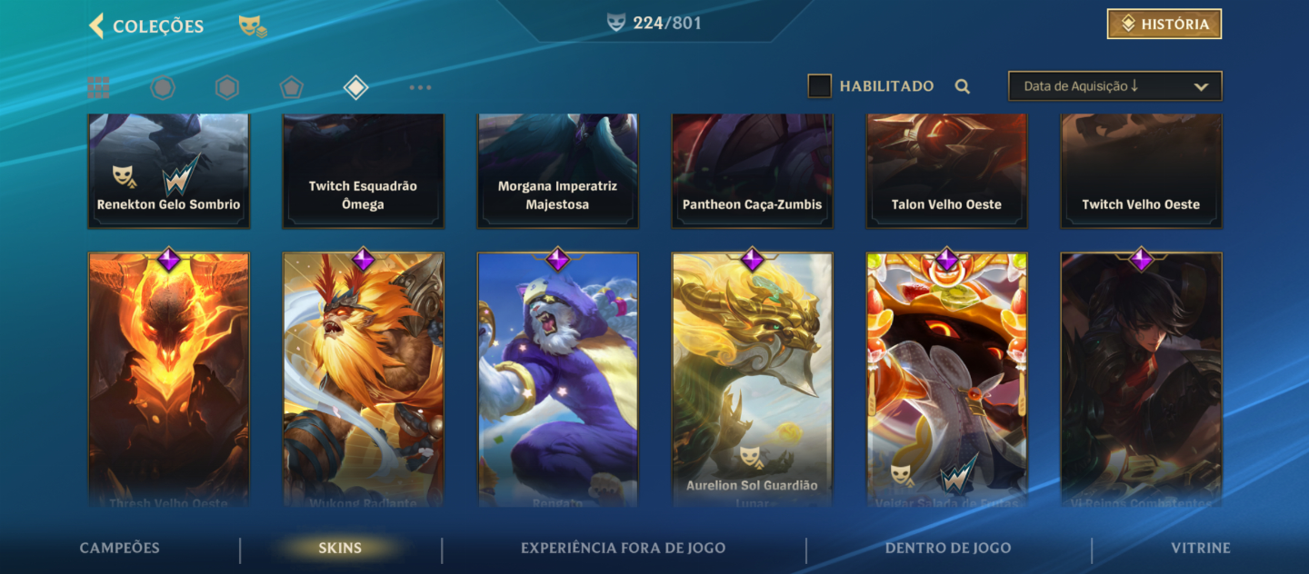 CONTA WILD RIFT +PC 4K GASTO 239 SKINS, 30LENDÁRIAS, 129 ÉPICAS 44k COLECIONADOR