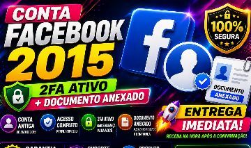 1 Conta Facebook Antiga 2015 | 2FA Ativo | Documento Anexado | Entrega Auto