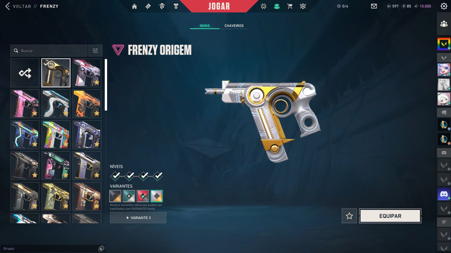 Conta de Valorant, skins de pacote e passe de batalha - 3.800 reais Gastos.