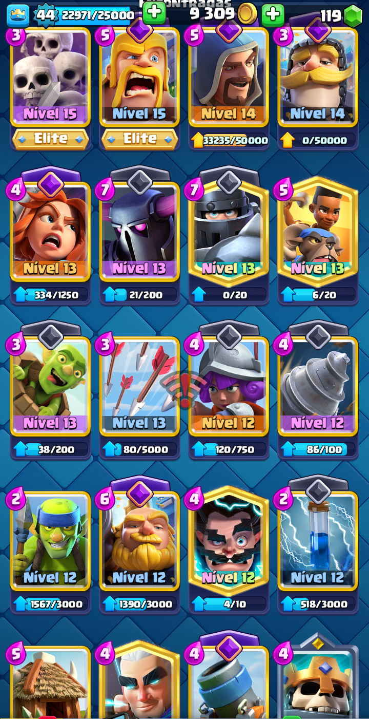 CONTA DE CLASH ROYAL FULL CARTAS, ALGUNS HERÓIS E EVOLUÇOES