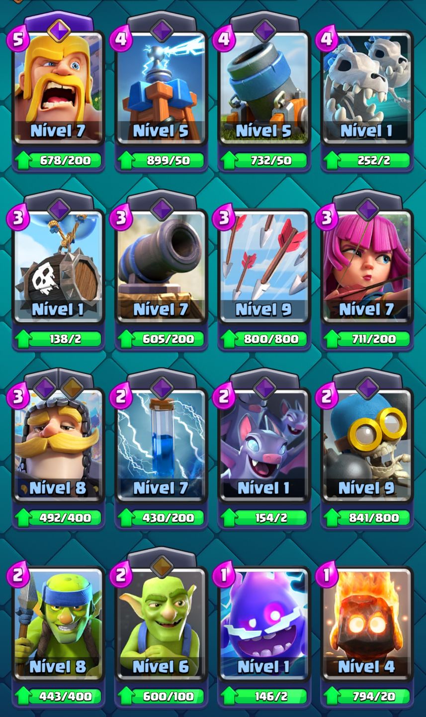 Clash Royale 2017 | Conta Rara c/ 704 Gemas + 43.635 Moedas | 65 Cartas
