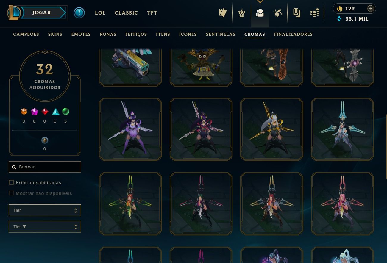 CONTA DE 2020 - 161 SKINS - LVL 259 - 123 CAMPEÕES - 33K DE EA - 32 CROMAS