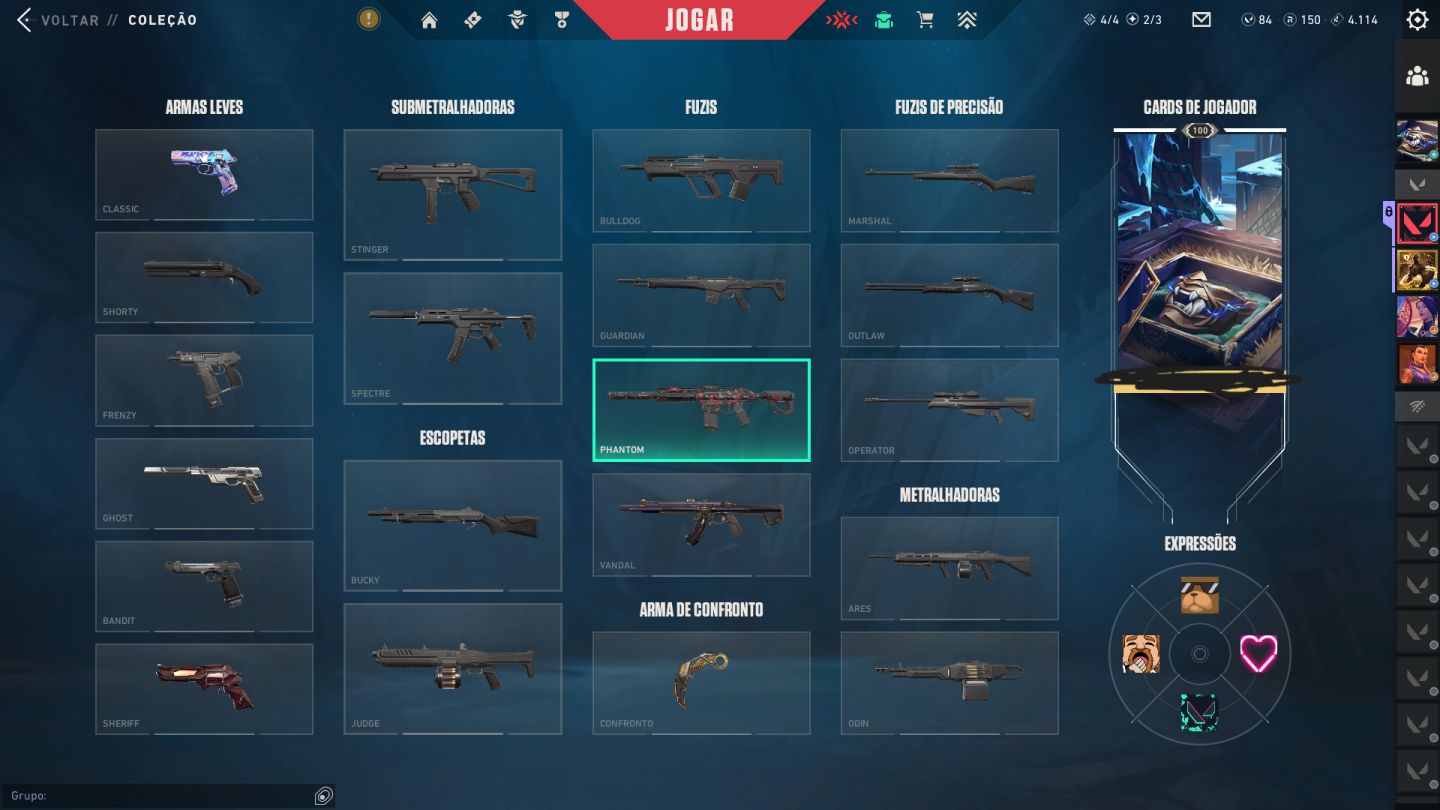CONTA VALORANT NIVEL 100 COM 5 SKINS (VALOR NEGOCIAVEL)