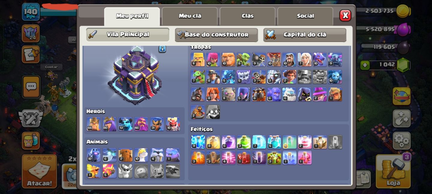 CONTA CLASH OF CLANS CV15 | 6 CONSTRUTORES | 1.000+ GEMAS | RAINHA 80