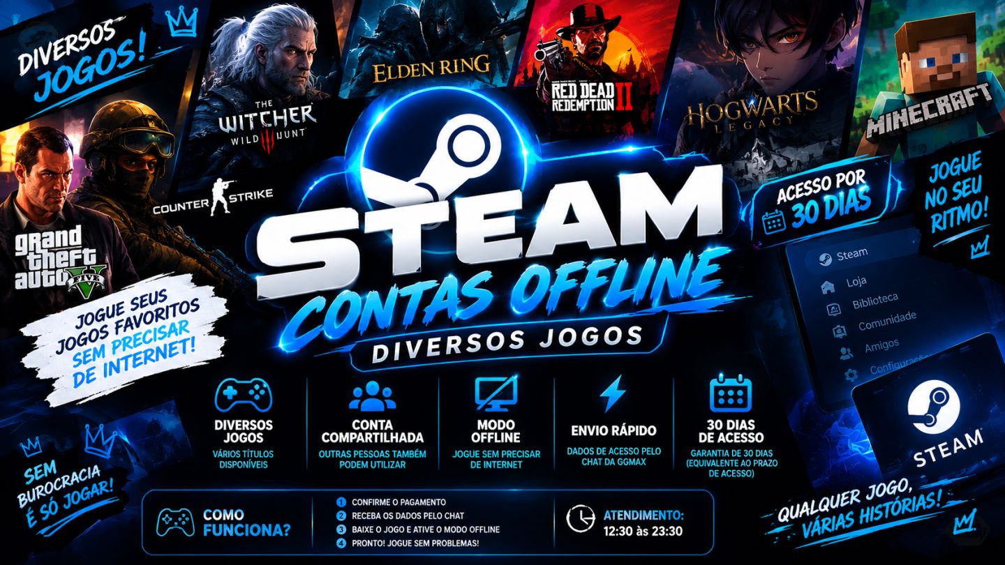 Contas Steam Offline - Diversos Jogos (Envio Rápido via Chat) | Vários Títulos.