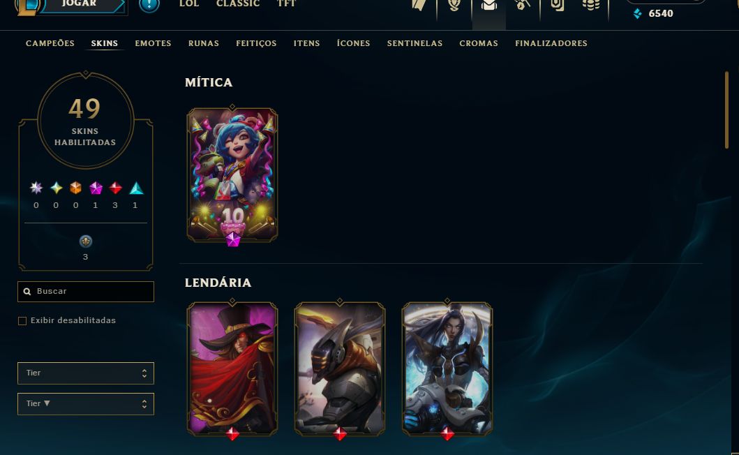 Conta de lol lv 40 c/9 skins