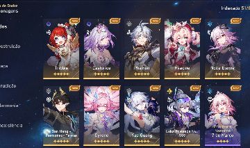 Conta de honkai star rail com 18 personagens T5 limitados e 7 LC limitados