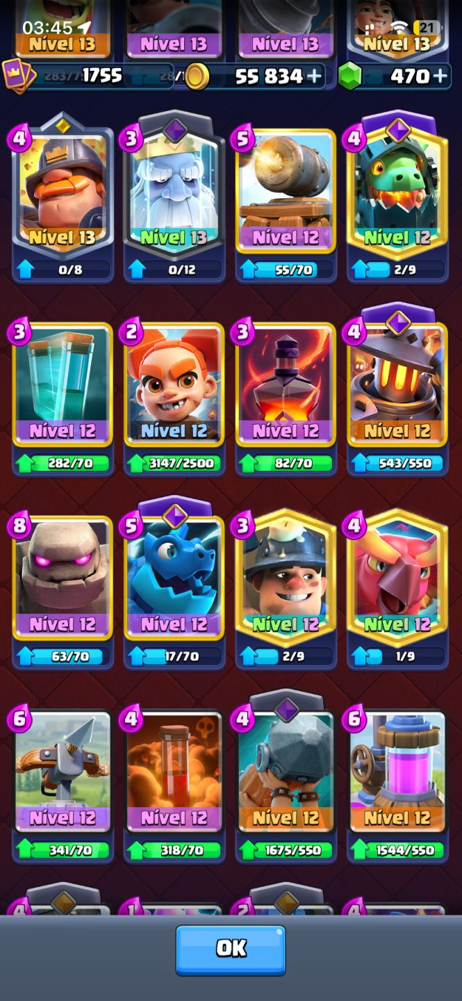 Conta Clash Royale + Clash of Clans | 10 Anos | 16 Evoluções | Rei 16 | CV13