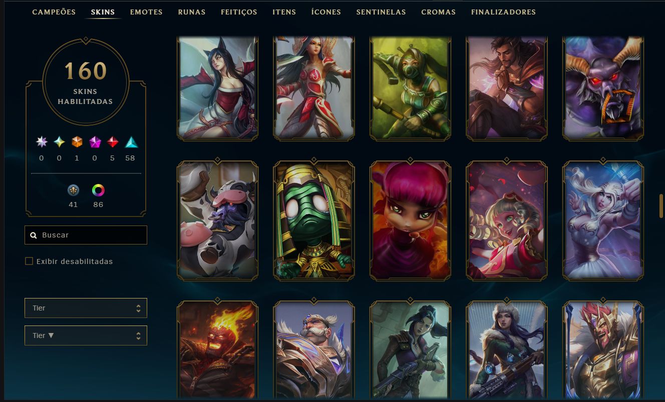 CONTA LOL MESTRE 400PDL+ / LV 302 / 160 SKINS / FULL ACESSO DADOS / TODOS CHAMPS
