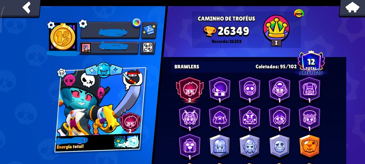 CONTA BRAW STARS COM 12 PRESTÍGIOS 95/102 BRAWS + FULL ACESSO
