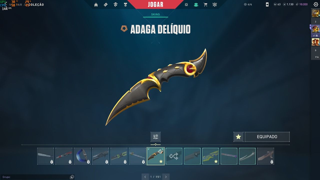 CONTA VALORANT, atualmente platincom muitas skins.