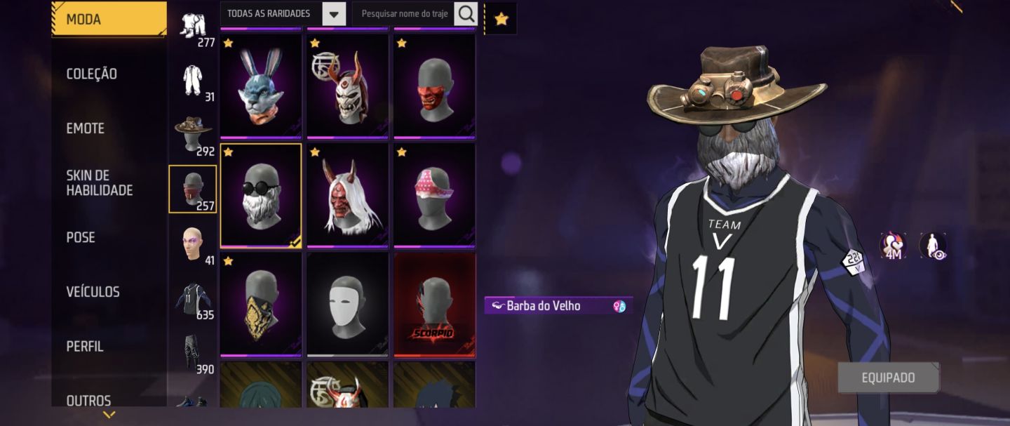 Conta Free Fire Veterana: Passes 4 Ao 9 + Full Ragnarok + Prime 7 + steamp punk