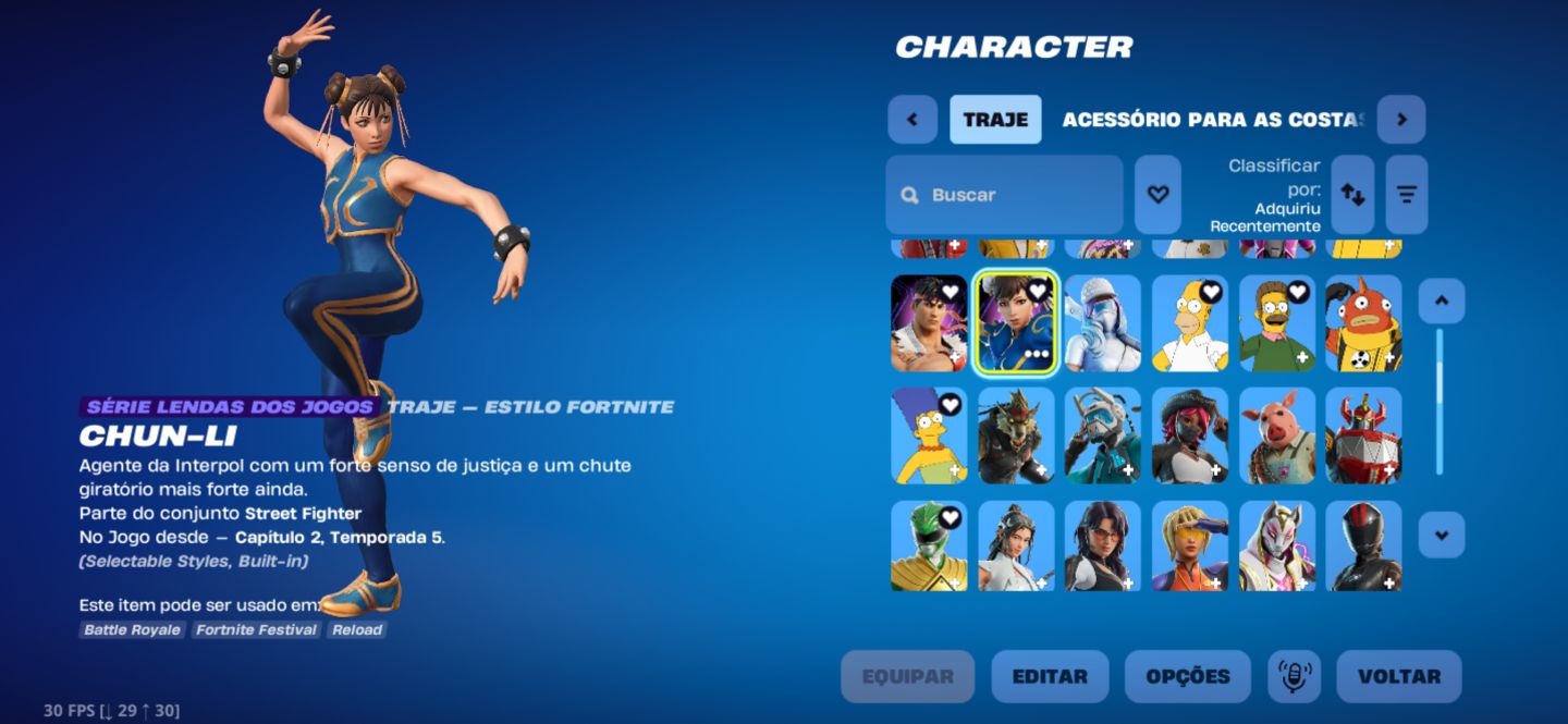 Conta Fortnite | 85 Skins | Chun-Li | conta no precinho