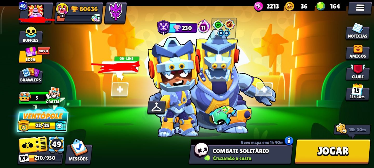 Conta de brawl stars 80 mil troféus, skins raras+ conta antiga barata