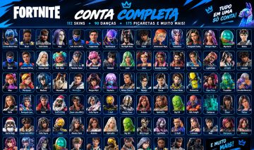 Conta Fortnite Full Acesso | 112 Skins, 90 Danças, 175 Picaretas e 800 V-Bucks