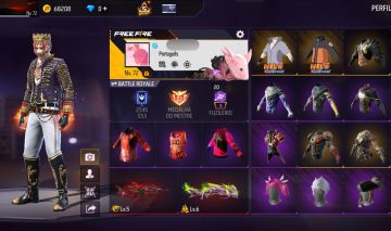 CONTA FF LVL 72, QUARTO PASSE, 645 PEITORAIS, UMP RUBY, PALHAÇO ARTÍSTICO, PUNHO