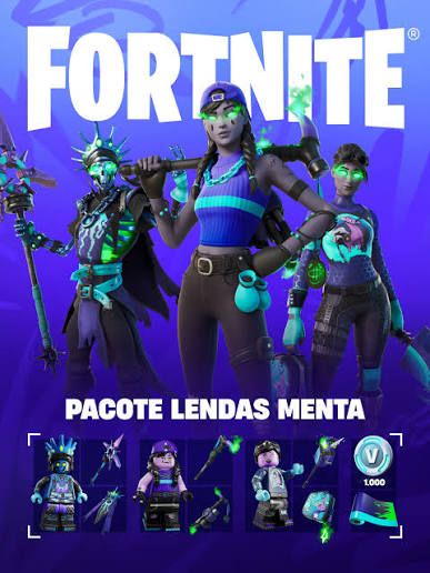 PACOTÃO LENDAS MENTA + 1000 V-BUCKS - CÓDIGO UNIVERSAL