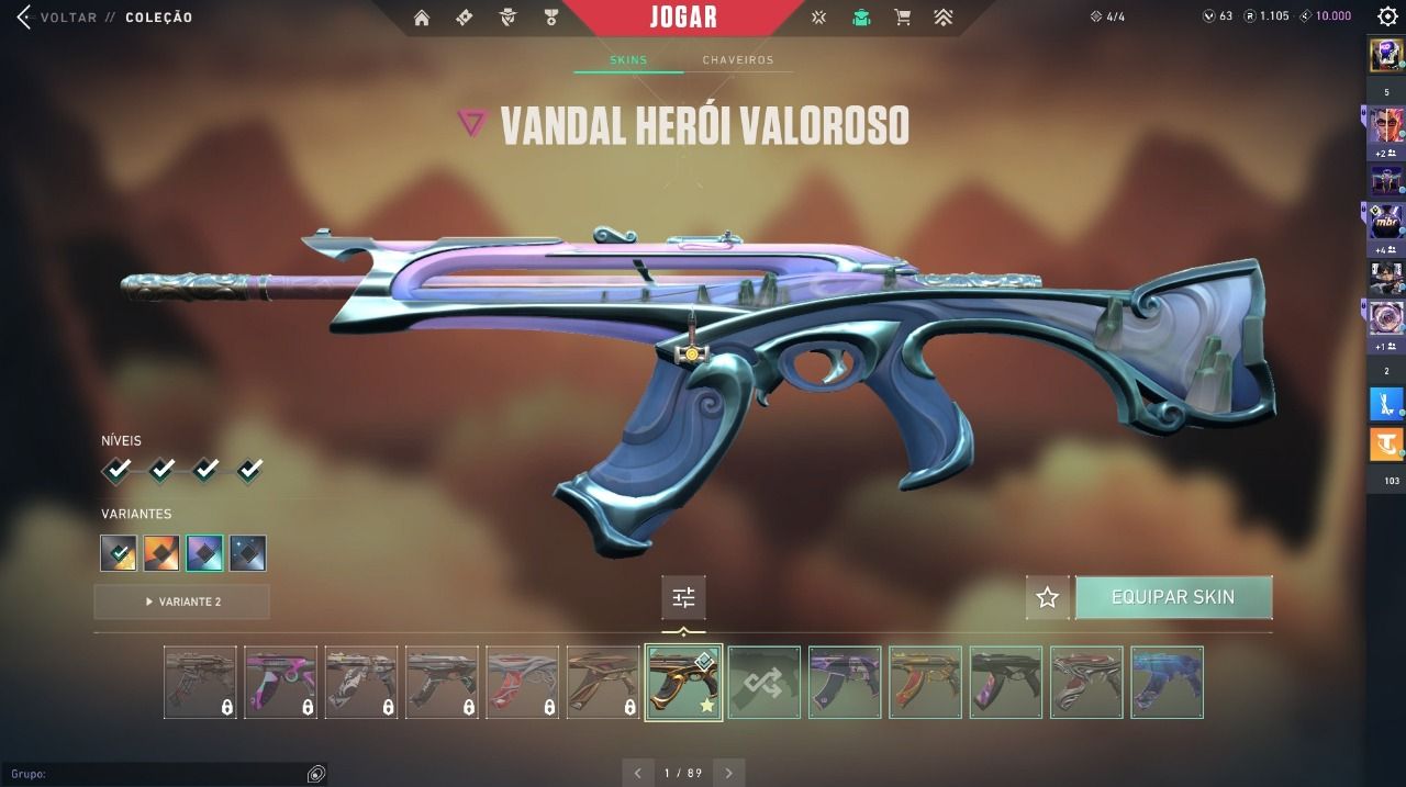 CONTA VALORANT, atualmente platincom muitas skins.