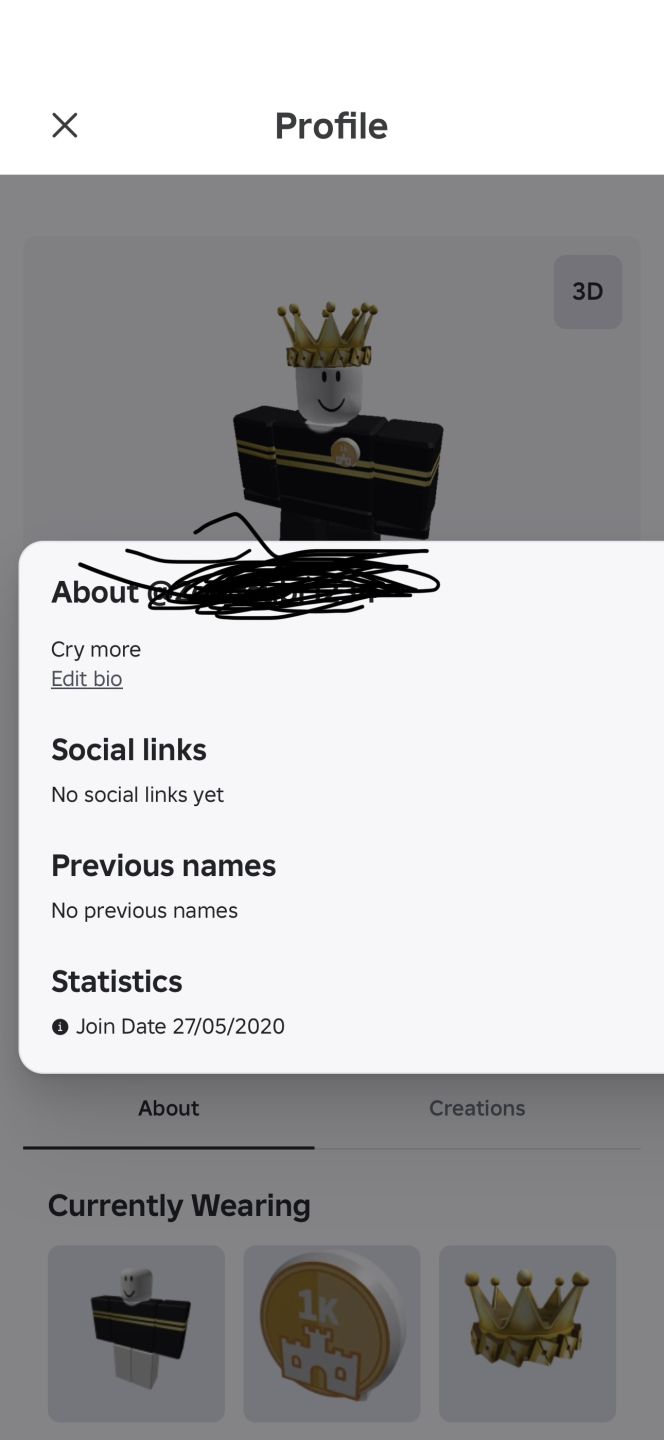 CONTA DE ROBLOX ( Gold Crown of ) ( jogo com 1.6K de visitas )