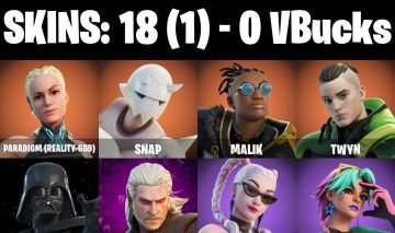 CONTA FORTNITE COM 18 SKINS SNAP/MALIK/TWYN/ADIRA/GRRIZ/EVIE/SELENE/PARADIGMAN