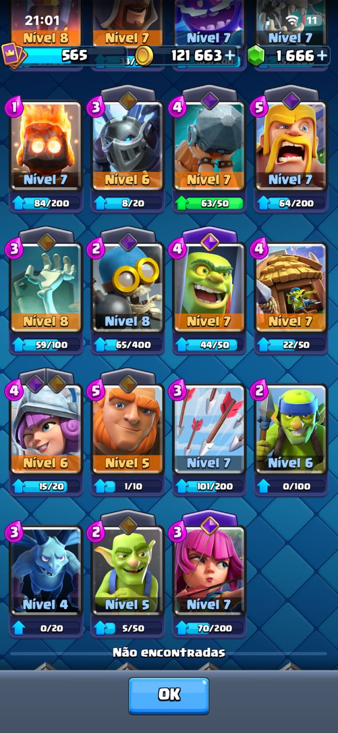 Conta de Clash Royale com 3800 troféu arena 12 com 1700 gemas, pra iniciantes
