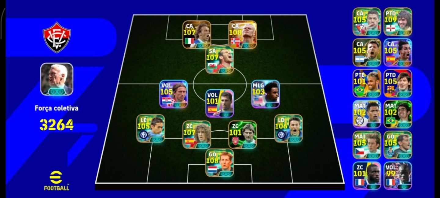 Conta efootball 3267+ força, del Piero, best Haaland bit time e companhia