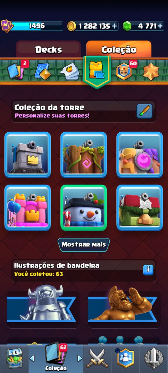Conta de clash royale com 8k de troféus e todos os personagens desbloqueados