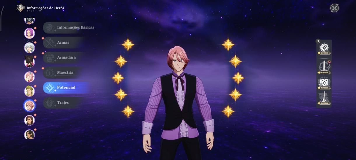 Conta de the seven deadly sins mutio forte,personagens c7 e c9 servidor américa