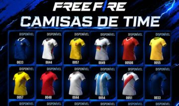 CAMISAS DE TIME FREE FIRE - ESCOLHA A SUA!
