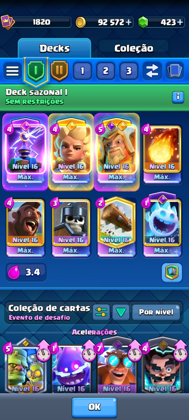 CONTA CLASH ROYALE TOP DECK FULL 16 LIGA 4 E MT ++