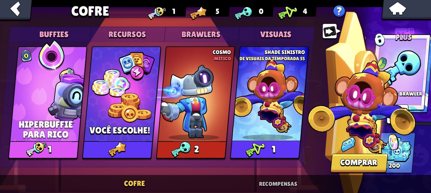 Conta Supercell ID Mo.co + Brawl Stars muita skin cara