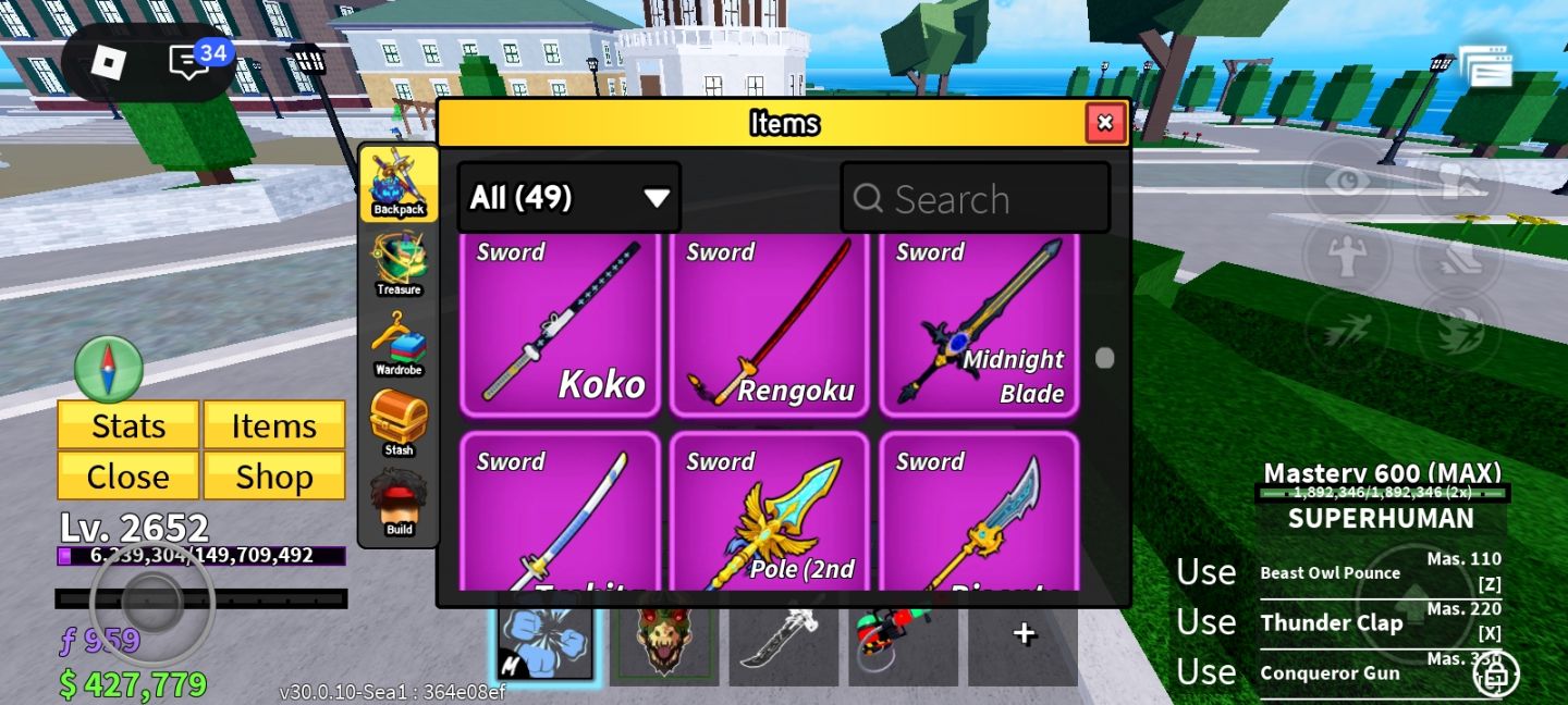 Conta Roblox (project slayers, 1 limited itens, Blox Fruits)