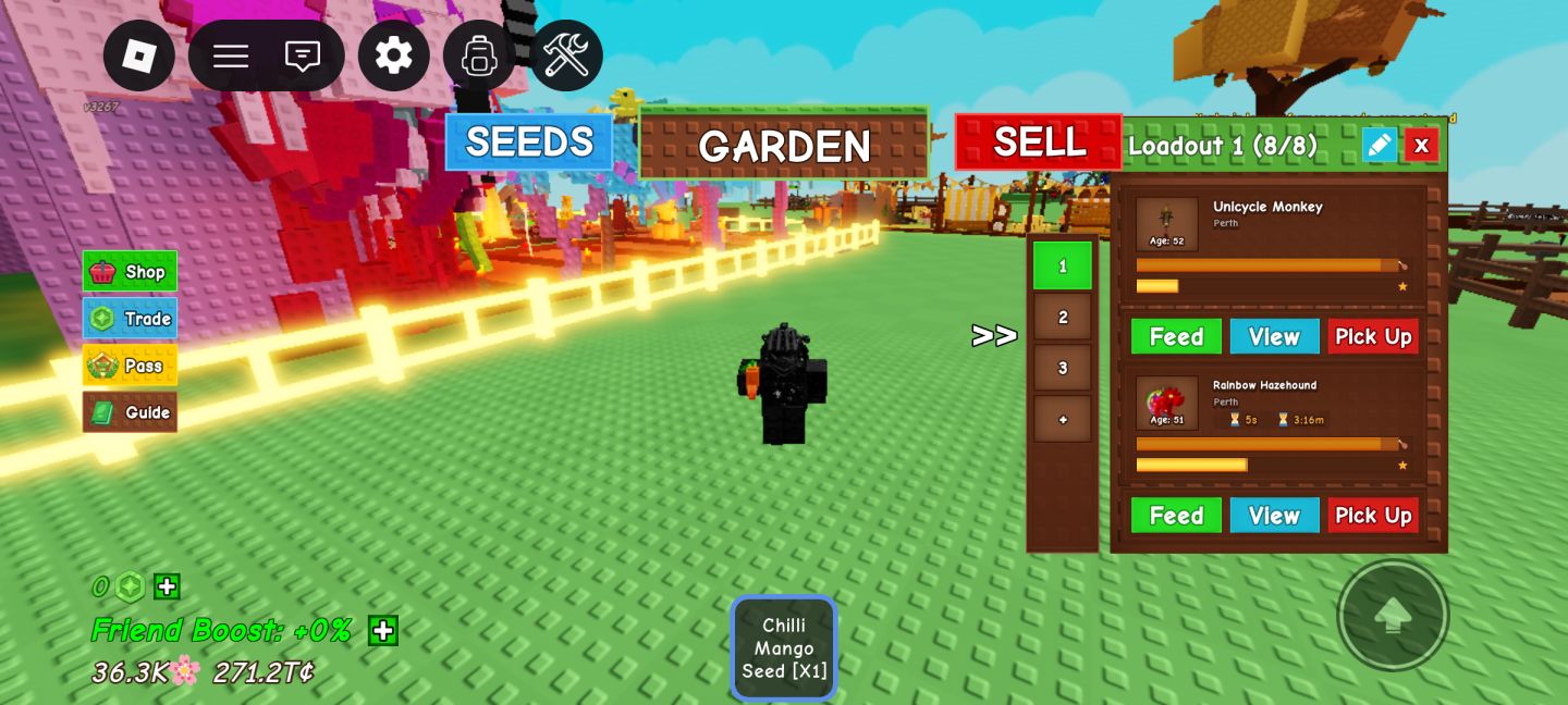 Conta Roblox Top focada em Grow a Garden 2 Elder Candy Blossom Gigante