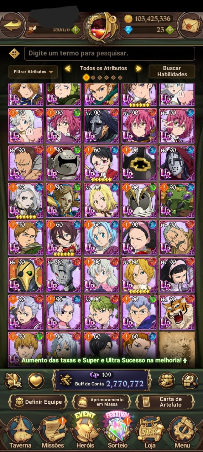 Conta de 7ds com time meta pvp