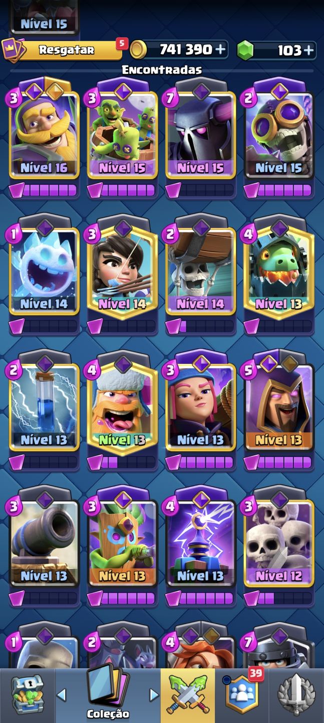 Conta Clash Royale Nível 15 121/123 Cartas | 741K Ouro | 103 Gemas