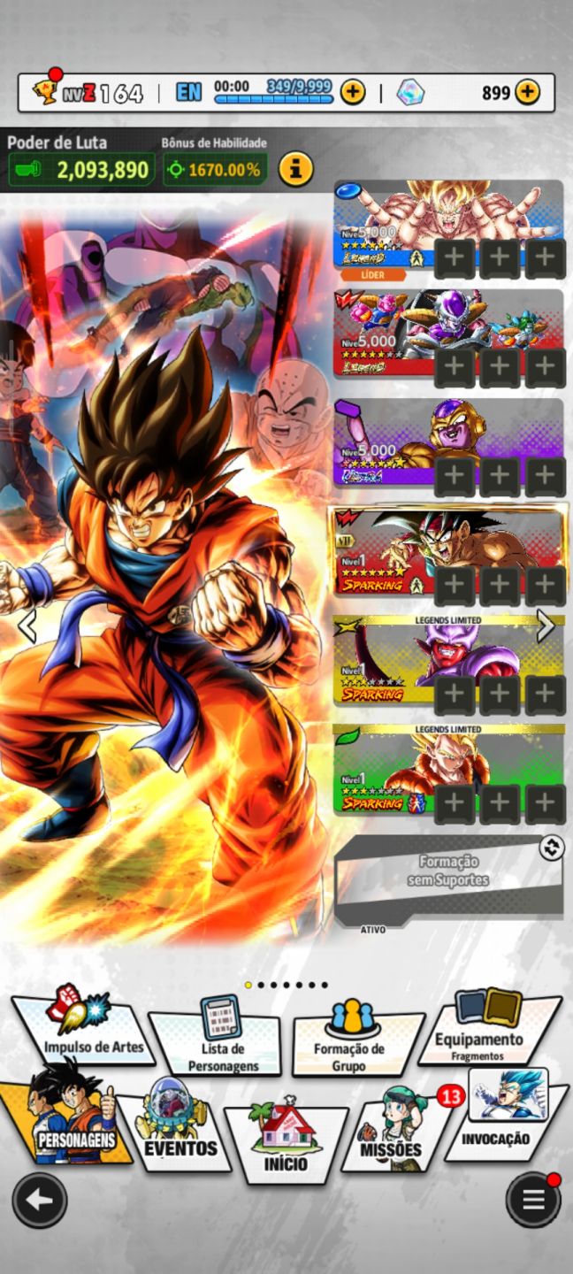 Conta dbl mid game, com novos personagens LR e Golden Freeza estrelado