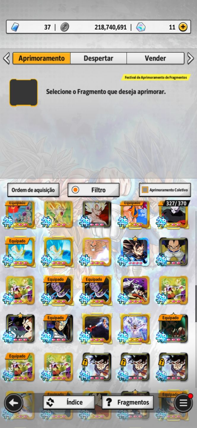 Conta histórica e competitiva. Com muitos equipamentos, e personagens(Gogeta ul)