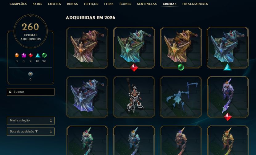 Conta LOL esmeralda lvl 586, full champs, 283 skins