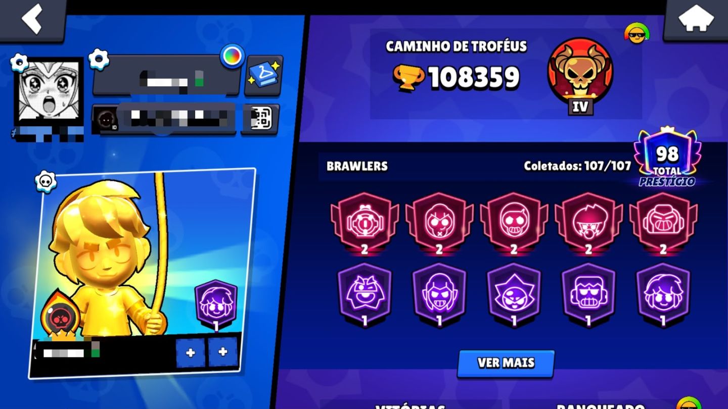 CONTA 108K TROFÉUS | EX-COMPETITIVO | 104 BRAWLERS FULL | TROCA E-MAIL