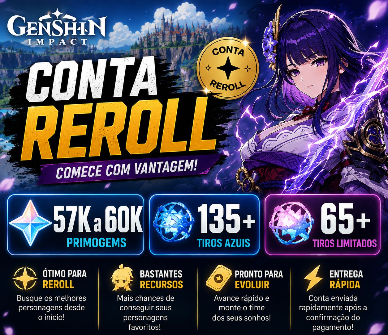 57-60k primogens + 135 azuis + 65 limitados