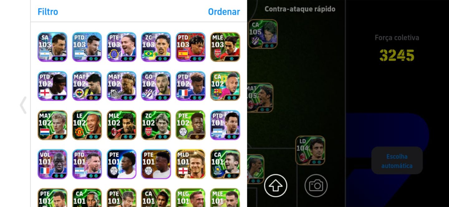 Conta de efootball Full muito rara, 2350 de força, com varios epics