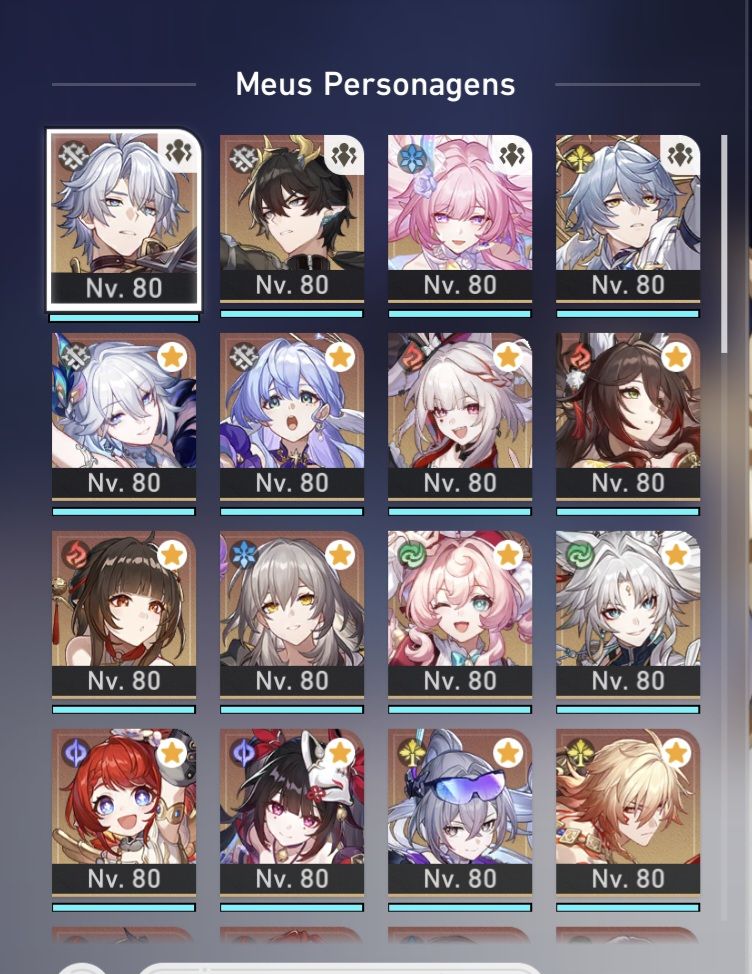 Conta Honkai Star Rail end game com muitos T5