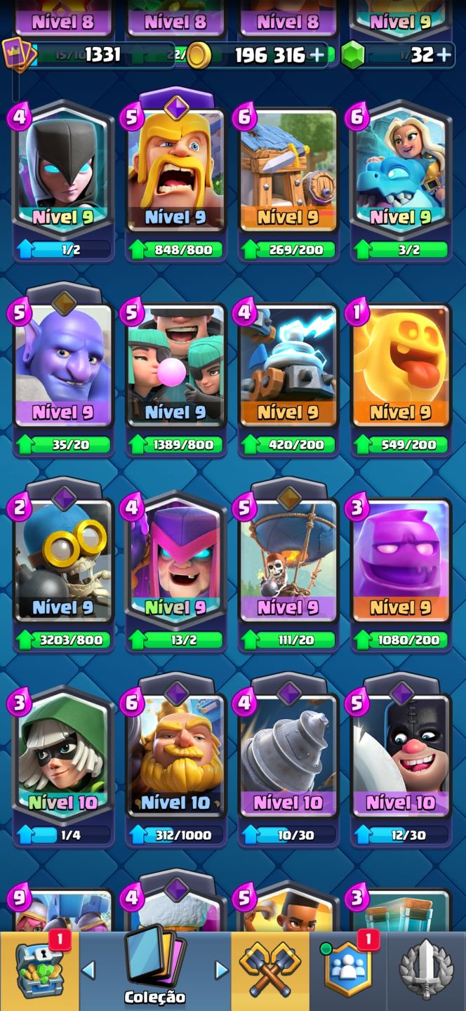 Conta clash Royale antiga, melhores cartas do game, MK Lv 13 + clash of clans