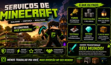 SERVIÇOS DE MINECRAFT RÁPIDO, CONFIÁVEL E COM QUALIDADE!