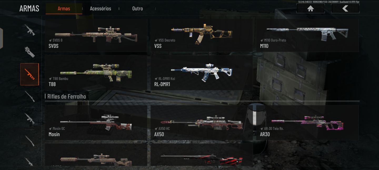 Conta arena brekaut mobile. Com skin de faca e personagem paga e armazém alto